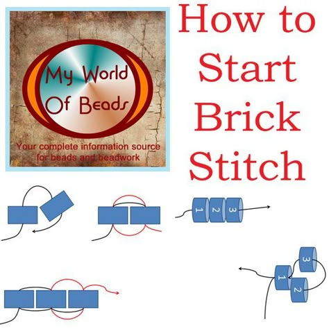 Starting Brick Stitch: Two Techniques to Try - My World of Beads Brick Stitch Tutorial, Beading Stitches, Brick Stitch Patterns, Miyuki Beads Pattern, Seed Bead Crafts, Beadwork Tutorial, Stitch Earrings, Beaded Earrings Tutorials, Beading Patterns Free