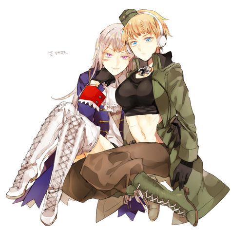 Pixiv Id 3548105, Axis Powers: Hetalia, Germany (Female), Prussia (Female), Thigh Boots, Sisters Nyotalia Germany, Nyo Germany, Nyo Prussia, Hetalia Germany, Hetalia Anime, In This House We, Axis Powers, World Star, Image Boards