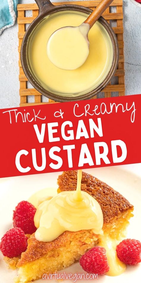 Non Dairy Custard Recipe, Eggless Custard Recipe, Dairy Free Custard, Vegan Custard, Warm Desserts, Vegan Baking Recipes, Plant Based Desserts, Custard Recipes, Dessert Sauces