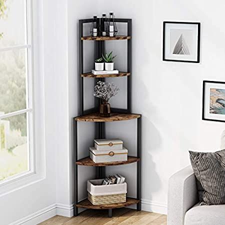 VASAGLE 5 Tier Corner Shelf, Storage Shelf Unit Multipurpose, Bookshelf, Plant Stand, for Living Room Bathroom Kitchen Bedroom Office, Easy to Assemble, Industrial, Rustic Brown and Black LLS805B01 : Amazon.co.uk: Home & Kitchen Corner Home Decor, Kitchen Corner Shelves, Corner Shelf Stand, Modern Shelf Design, Vertical Shoe Rack, Corner Bookshelf, Shelf Decor Living Room, Shelf Stand, Corner Bookshelves