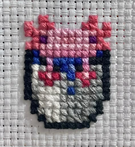 Minecraft Axolotl in bucket cross stitch xd