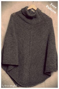 Poncho Sweater Pattern, Easy Poncho Knitting Pattern, Mario Crochet, Poncho Knitting, Mens Poncho, Poncho Knitting Patterns, Poncho Pattern, Knit Men, Easy Knitting Patterns