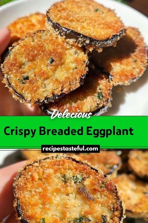 A delicious and crispy dish featuring breaded eggplant rounds, perfect as an appetizer or main course. Golden-brown and flavorful, this recipe pairs well with marinara sauce or a yogurt-based dip. Breaded Eggplant, Eggplant Recipe, Eggplant Recipes, Perfect Appetizers, Marinara Sauce, Wholesome Food, Marinara, Family Dinner, Vegetable Recipes