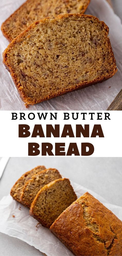 This brown butter banana bread uses ripe bananas and brown butter to bring you the most flavorful sweet bread ever. It is easy to make and is so so moist. The brown butter adds an amazing nutty depth of flavor to this quick loaf and will have you making it over and over again. #brownbutter #bananabread #Loafcake 3 Ingredient Banana Bread, Brownies Banana, Brown Butter Banana Bread, Banana Bread Brownies, Lifestyle Of A Foodie, Butter Banana Bread, Banana Bread Loaf, Quick Dessert Recipes, Banana Bread Muffins