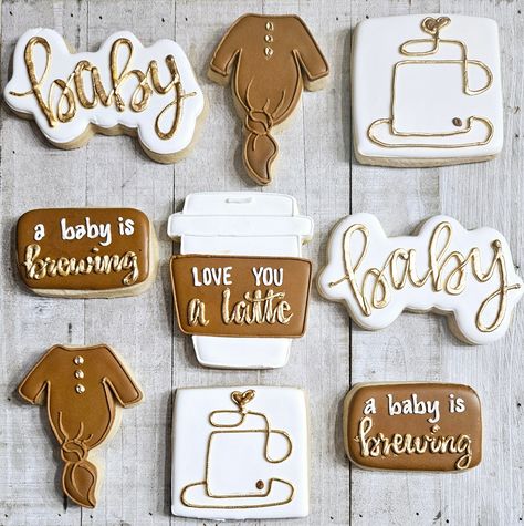 Baby Brewing Cookies - Etsy Brewing Baby Shower Ideas, Baby Is Brewing Shower Ideas, Coffee Baby Shower, Adoption Baby Shower, Garden Baby Shower Theme, Baking Theme, A Baby Is Brewing, Baby Is Brewing, Garden Baby Showers