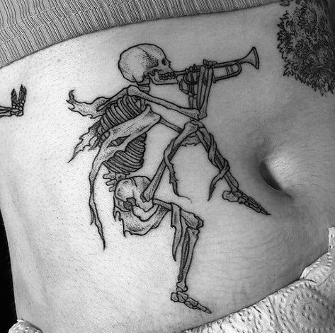 Dancing Tattoo, Dance Tattoo, Engraving Tattoo, Skeleton Tattoo, Tattoo Beautiful, Bone Tattoos, Skeleton Tattoos, Men Tattoos, Gothic Tattoo