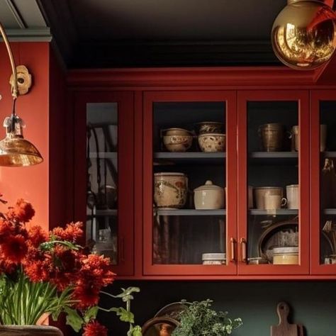 Pamela Moell Stiltje on Instagram: "Get into the red ❤️ . . . . . . . . . . Please message me if not properly tagged. I want to promote all fantastic people in pictures I choose. #interior#interiordesign#architecture##interiors#interiorinspiration#interiors#interieur#inspiration#design#decor#house#luxury#theworldofinteriors#homedecor#adstyle#elledecor#style#art#vougeliving#inredning#inredningsdesign#tiles#flooring#ihavethisthingwithfloors#vougeliving#instadecor#interiordesigner#decoration#exlu Rust Kitchen, Kitchen Colour, Barn Kitchen, Hodge Podge, House Luxury, Happy House, Cozy Kitchen, Red Kitchen, Architecture Interiors