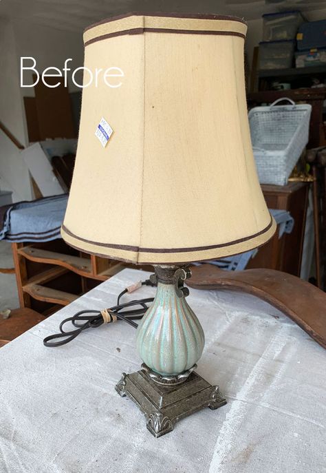 Refurbished Lamps, Thrift Store Lamp Makeover, Lamp Redo, Diy Lamp Makeover, Shabby Sheek, Thrift Store Makeover, Cabinet Painting, House Lamp, Mirror Makeover