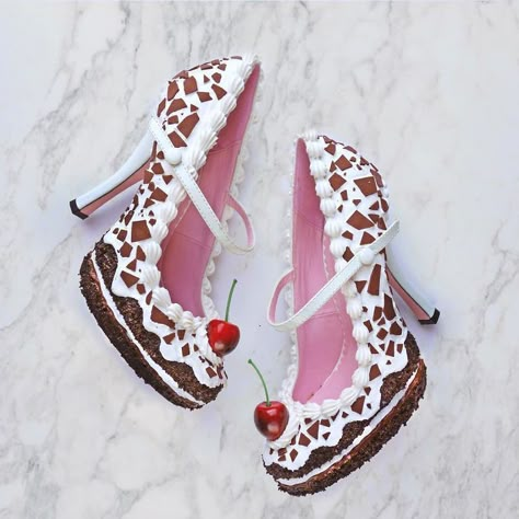 50+ Shoes That Will Make Your Mouth Water | Bored Panda German Black Forest Cake, Ice Cream Shoes, Chocolate Sponge Cake, Black Forest Cake, Forest Cake, Chocolate Sponge, Unique Shoes, Cool Shoes, Mary Jane Heels