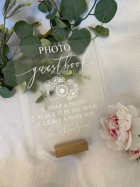 Photo guestbook sign, wedding sign, frosted acrylic, wedding signage Guest Book Signage, Guest Book Wedding Sign, Polaroid Guest Book Sign, Wedding Guestbook Sign, Photo Guest Book Wedding, Polaroid Guest Book, Guest Book Wedding, Guest Book Table, Wedding Guest Book Sign