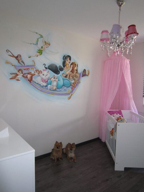 Princess Mural, Disney Playroom, Disney Baby Rooms, Disney Mural, Disney Princess Nursery, Girls Room Paint, Mural Nursery, Wall Mural Decals, Princess Nursery