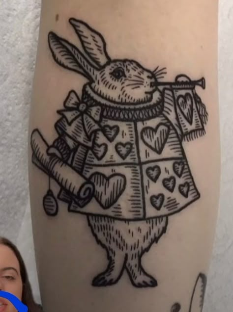 White Rabbit Tattoo, Alice In Wonderland Tattoo, Rabbit Alice In Wonderland, Alice And Wonderland Tattoos, Rabbit Tattoo, Wonderland Tattoo, Rabbit Tattoos, 4 Tattoo, Fire Tattoo