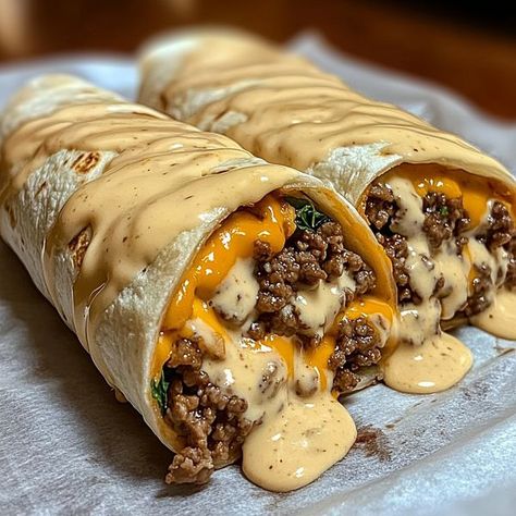 Cheesy Ground Beef, Beef Wraps, Food Recipes Easy, Food Babe, Food Therapy, God Mat, Mexican Foods, Yummy Comfort Food, Simply Recipes