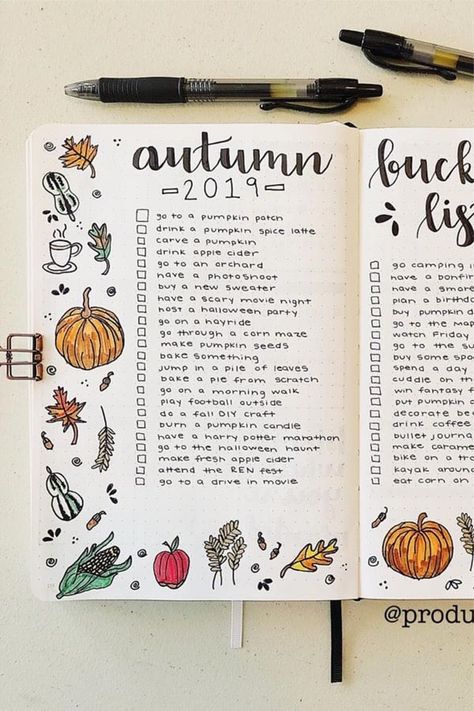 If you need some fresh ideas for your bujo layouts, check out these awesome fall themed spreads for inspiration! #bulletjournal #bujospread #bujoideas #fallbujo Fall Bullet Journal Ideas, Autumn Bullet Journal, Fall Bullet Journal, Bullet Journal Theme Ideas, Journal Theme Ideas, Bullet Journal Spread Ideas, Journal Spread Ideas, Bullet Journal For Beginners, Bullet Journel