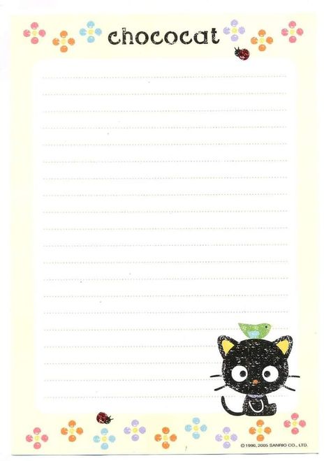 Cute Letter Paper Printable, Sanrio Letter Paper, Memopad Design, Cute Letter Paper, Memo Pad Printable, Memo Pad Design, Hello Kitty Printables, Cute Scrapbooks, Writing Paper Printable Stationery