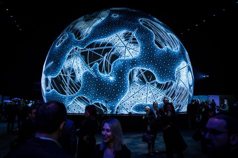 MSG Sphere | Preview on Behance Visual Video, Light Structure, Modern Surrealism, Concert Stage Design, 3d Mapping, Interactive Exhibition, Concert Stage, New Media Art, Projection Mapping