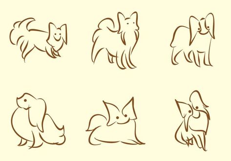 Tattoo Papillon, Cute Dog Drawing, Dog Outline, Birthday Tattoo, Dog Line Art, Papillon Dog, Silhouette Tattoos, Tiny Tattoo, Animal Magic