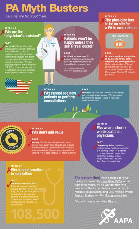 We’re celebrating PA Week with this myth-busting infographic from the American Academy of PAs. Check it out! Pa Week, Physician Assistant Student, Physician Assistant School, School Guide, Wellness Store, Medical Jobs, Myth Busters, Nurse Anesthetist, Pa School