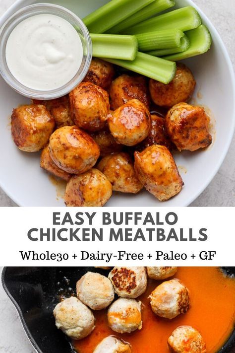 Paleo Buffalo Chicken Meatballs, Whole 30 Buffalo Chicken Meatballs, Whole30 Pizza, Chicken Meatballs Healthy, Tartiflette Recipe, Wooden Skillet, Paleo Appetizers, Easy Buffalo Chicken, Buffalo Chicken Meatballs