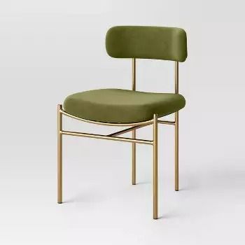 Armless Chairs : Dining Chairs : Target Gold Dining Chairs, Upholstered Dining Bench, Olive Green Velvet, Green Dining Chairs, Kursi Bar, Brass Legs, Dining Room Seating, Mid Century Desk, Dining Chair Design