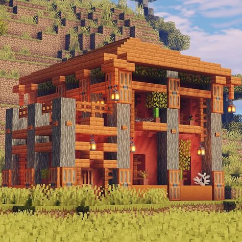 Small house perfect for the savannah biome!!!! #minecraft #miner #minecraftbuilds #minecraftbuild #minecrafthouse Mine Shack Minecraft, Miners House Minecraft, Savana Minecraft House, Savannah Minecraft House, Savannah House Minecraft, Minecraft Kale, Savannah Biome, Minecraft Building Designs, Savannah House