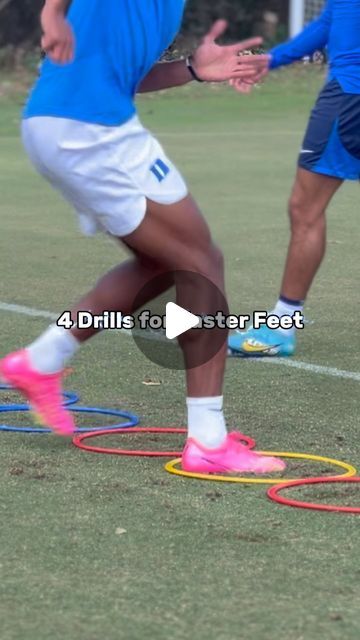 Fahmi Ibrahim on Instagram: "Read!!! Agility Enhancement 🌟💨 - Fast feet exercises involve quick foot movements, helping players improve their agility. Agility is essential in soccer for evading defenders, changing directions swiftly, and maintaining control of the ball. - By regularly incorporating fast feet drills into training sessions, players can enhance their ability to react quickly to changing situations on the field, giving them a competitive edge during matches. - Fast feet drills require precise coordination between the feet, legs, and brain. By practicing various footwork patterns and movements, players develop better coordination, rhythm, and proprioception. . . . . #soccertraining #soccer #soccerskills #football #winger #wingerskills #soccerdrills #soccerplayer #futbol #soc How To Get Faster, Foot Exercises, Soccer Drills, Soccer Skills, Soccer Training, Soccer Players, Soccer, Football, Reading