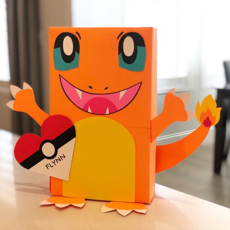 Charmander Valentine Box Ideas, Boys Valentines Boxes Charzard, Pokemon Box Valentines Day, Awesome Valentine Boxes For Boys, Charizard Valentine Box Ideas, Sonic Valentine Box Ideas, Pikachu Valentine Box Ideas, Diy Pokemon Valentines Boxes, Valentines Box Pokemon