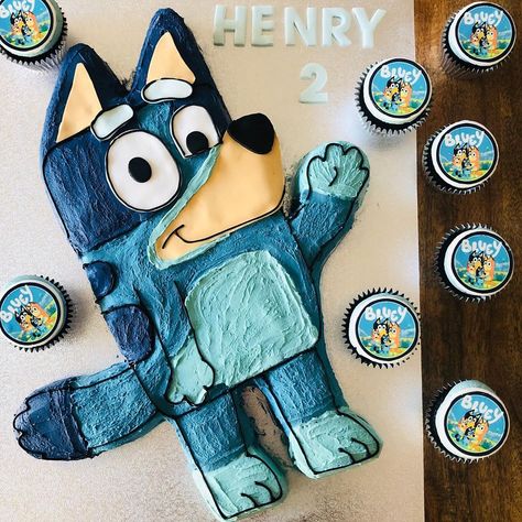 Bluey Bandit Birthday Cake, Bluey Bingo Pull Apart Cupcakes, Bluey Cupcake Pull Apart Cake, Pull Apart Bluey Cake, Bluey Shaped Cake, Bluey Cupcake Pull Apart, Homemade Bluey Birthday Cake, Bluey Pull Apart Cupcakes, Bluey Abc Kids Cake