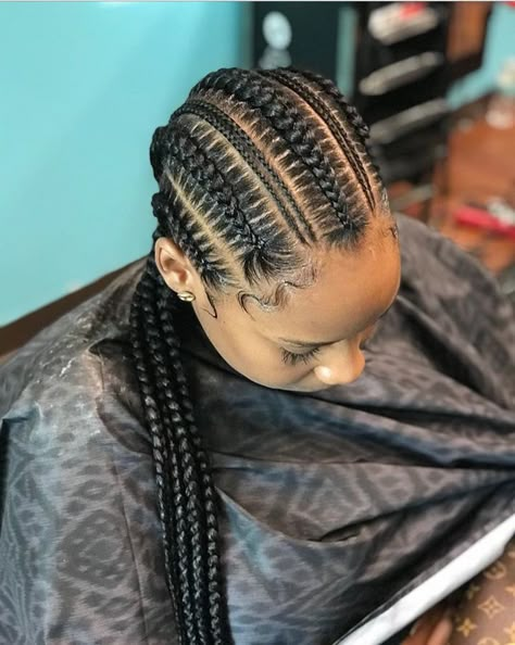 Lines For Hairstyle, Stitch Lines For Black Women, Latest Conrows Lines And Braids, Conrows Lines And Braids Long, Braid Lines Hairstyles African, Thick French Braids With Weave, Black Women Stitch Braids, Cornrow Stitch Braid Styles, Conrows Lines With Braids