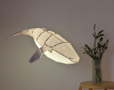 Original DIY papercraft lamps made in Portugal by OWLpaperlamps Whale Lamp, Diy Hanger, Origami Lamp, Diy Lampe, Humpback Whale, Led Light Bulbs, Paper Models, Diy Pendant, Led Light Bulb