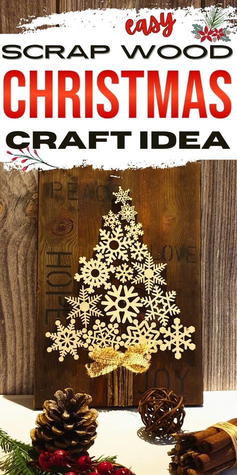 Why buy when you can DIY? This snowflake wooden sign tutorial shows you how to make rustic winter decor that's both charming and easy! Add a touch of natural holiday decor to your home with this fun project, perfect for those who love Diy Rustic Home Decor and Rustic Farmhouse Decor Diy styles. With just some scrap wood, you'll have a piece of cozy winter decor that even Santa will admire. Plus, it's a great idea for Christmas wood crafts to sell at holiday markets! Farmhouse Christmas Crafts To Sell, Rustic Wooden Christmas Trees, Christmas Wood Block Crafts, Rustic Farmhouse Decor Diy, Christmas Wood Crafts To Sell, Diy Christmas Shadow Box, Wood Crafts To Sell, Natural Holiday Decor, Christmas Tree Sign