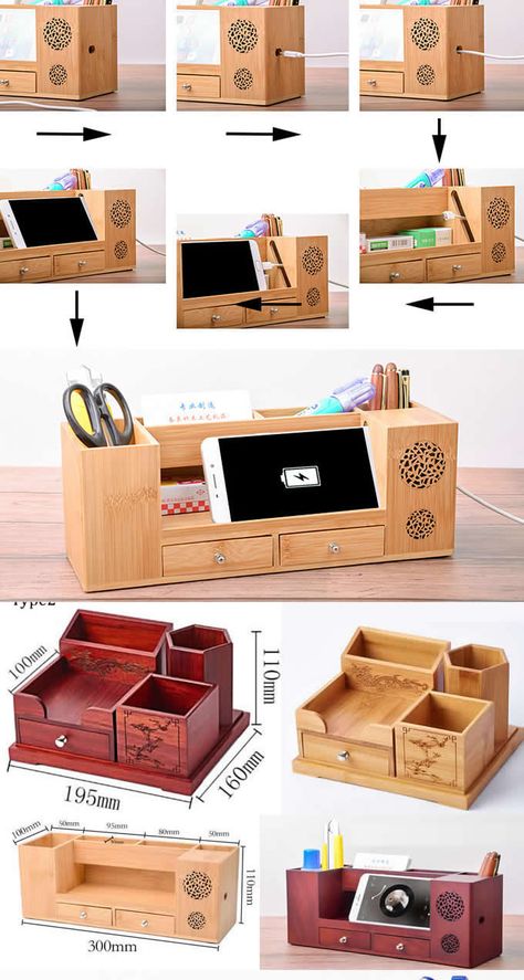 Diy Wooden Desk, Etsy Pod, Stationary Organizer, Penyimpanan Makeup, Business Card Displays, Diy Stationary, Phone Dock, Desk Organization Diy, Stationary Organization