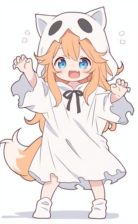 Halloween Anime Art, Fox Character Design, Halloween Character Design, Chibi Anime Characters, Chibi Comic, Chibi Halloween, Cute Chibi Art, Fox Anime, Child Drawing