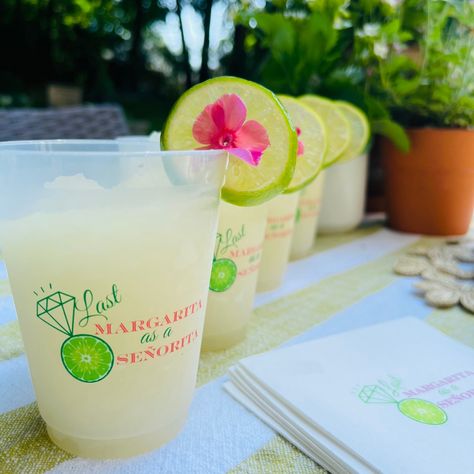 It's time to fiesta like there's no mañana with our "Last Margarita as a Señorita" frosted drinking cups. Fun, cute, and colorful, these adorable drinking cups are the perfect way to add some south-of-the-border flair to your bachelorette bash, birthday party, or summer soiree. So grab your sombreros, and your margaritas - it's time to toast friendships that will last forever! Perfect for a "Tequila and Tacos," a "Margaritas and Matrimony," and Miami Beach Bachelorettes. Pair with our "Margarita Bachelorette Party Themes Margarita, Tacos And Margaritas Party, Matrimony And Margs Bachelorette Ideas, Last Margarita As A Senorita, Margarita Veil Bachelorette, Margarita Bridal Shower Ideas, Margs Bachelorette Theme, Margs And Matrimony Bridal Shower Ideas, Margs And Matrimony Bachelorette Themes