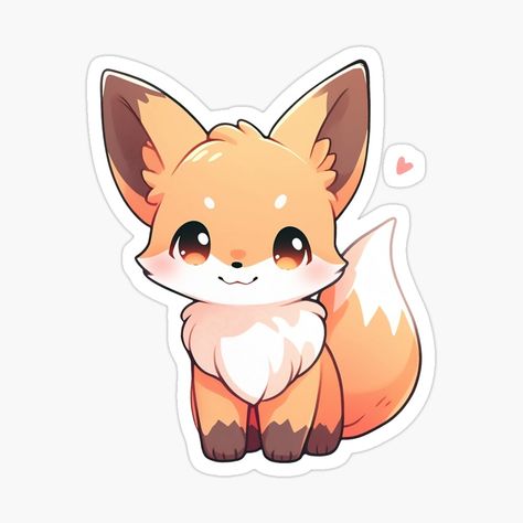 Cute Kawaii Little Fox Smiling by CozyKawaiiArt | Redbubble Kawaii Fox Art, Kawaii Fox Drawing, Chibi Fox Drawing, Cute Fox Stickers, Cute Fox Drawing Kawaii, Fox Cute Drawing, Cute Fox Drawings, Cute Kawaii Animals Drawing, Fox Cartoon Drawing