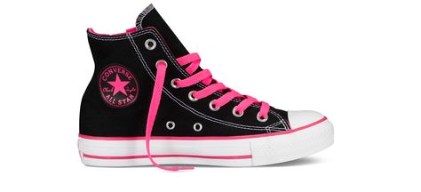 Pink black and white Converse Stars Converse, Cheap Converse, Cool Converse, Neon Shoes, Converse Outfits, Cute Converse, Star Converse, Dr Shoes, High Top Converse