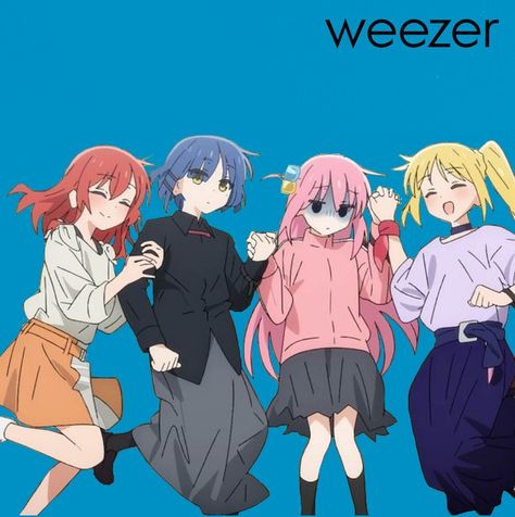 Pink Creature, Baka To Test, Kessoku Band, School Rumble, Introvert Girl, Rock Album Covers, Touhou Anime, Rock Outfits, Weezer