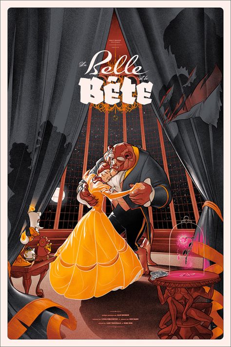 Beauty and the Beast | 25 Beautifully Reimagined Disney Posters That Capture The Magic Of The Films Fan Art Disney, Disney Amor, Disney Poster, Disney Movie Posters, Animation Disney, Disney Posters, Disney Vintage, Disney Artwork, Cartoon Posters