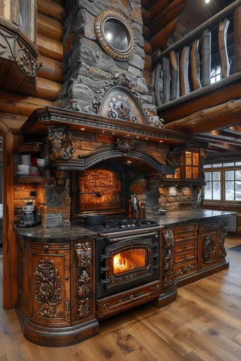 Viking Kitchen Design, Medieval House Aesthetic, Mansion Interior Design, Practical Home Decor, Witchy Cottage, Old World Kitchens, Viking House, Dream Life House, Rustic Italian