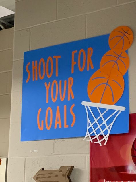 3 Pointer Basketball Sign, Basketball Tournament Poster Ideas, Locker Signs Basketball, Basketball Fan Posters, Highschool Basketball Posters, Basketball Gym Signs, Locker Room Decorations Basketball, Basketball Decorations For Lockers, Basketball Classroom Theme