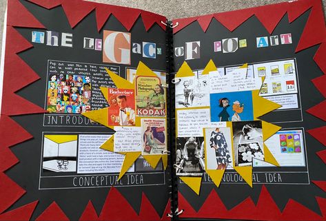 Art Gcse Layers Mindmap, News Art Gcse, Pop Art Sketchbook Page, Pop Art Title Page Gcse, Research Pages Art, Pop Art Gcse Sketchbook, Pop Art Sketchbook, Research Page Layout, Pop Art Research Page