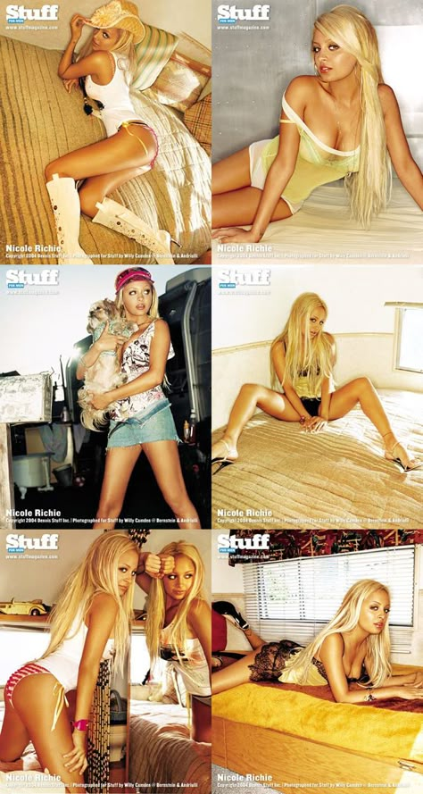 Paris And Nicole The Simple Life Outfits, Nichole Riche, Nicole Richie 2000s, 2000s Fashion Magazine, 2000s Fashion Inspiration, Nicole Richie Style, Magazine Cover Ideas, Paris And Nicole, Bottle Blonde