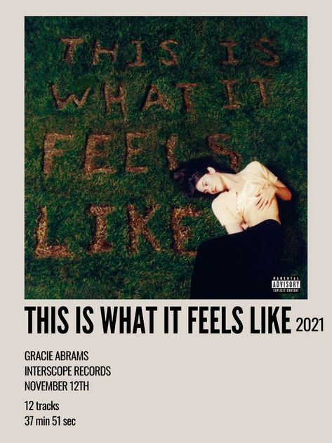 minimal aesthetic polaroid album poster for this is what it feels like by gracie abrams Album Cover Wall Decor, Songs Poster, Music Card, Posters On Wall Bedroom, Minimalist Music, Album Posters, Bored Board, Music Poster Ideas, Aesthetic Posters