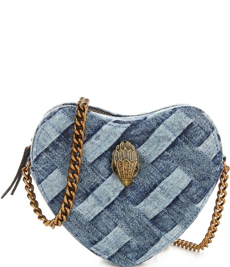 From Kurt Geiger London, the Kensington Denim Heart Crossbody Bag features:Fabric exteriorPolyester liningZipper closureSingle compartment Brass hardwareChain single strapApprox. 7.09'' x 6.50'' x 1.97'' bag; 23.23'' strap dropImported. Kurt Geiger Bag, Heart Crossbody Bag, London Kensington, Trendy Purses, Jean Purse, Fly Outfit, Handbag Essentials, Kensington London, Fancy Bags