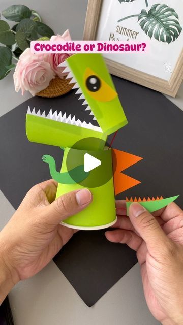 Big Mouths, Plastic Cup Crafts, Crocodile Craft, Diy With Kids, Paper Cup Crafts, Craft Work For Kids, Tutorial Origami, Puppets For Kids, Dinosaur Activities