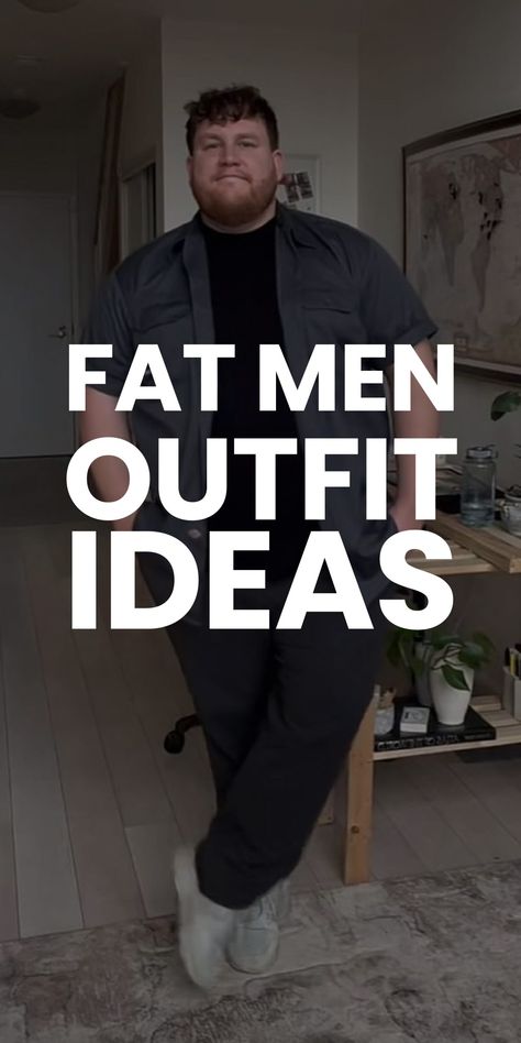 Gamer Outfits Men, Outfits For Bigger Guys, Men’s Fashion Plus Size, Big Guy Fashion Casual, Outfits For Heavy Men, Fat People Outfits, Big Man Fashion, Style For Big Men, Fat Man Fashion