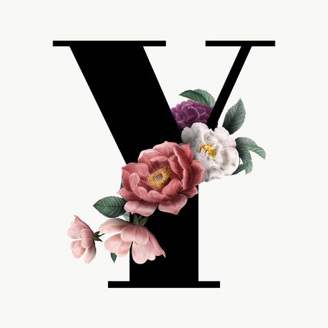 Y Letter Images, Letter Y Aesthetic, Letter Y Font, Y Alphabet, Y Letter, Floral Monogram Letter, The Letter Y, Floral Font, Alphabet Font