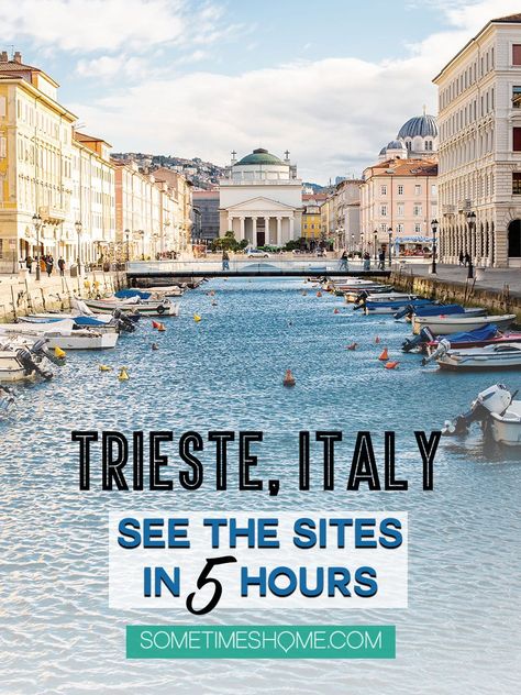 Trieste Italy is a quick drive if traveling from Slovenia for a day trip from Piran. Things to do in a few hours day trip including photography, food and sites like Miramare Castle. | Travel Western Europe - Sometimes Home Travel Blog #TriesteItaly #Trieste #Italia #Slovenia #Piran #SometimesHome #travelblogger #travelblog #travel #wanderlust #usatravel #traveltips #traveldestinations #thingstodo #activities Trieste Italy, Things To Do In Trieste Italy, Train Travel In Italy, Trieste Photo Ideas, Trento Italy, Trieste Italy Photography, Italy Trento, Slovenia Travel, Glamping Site