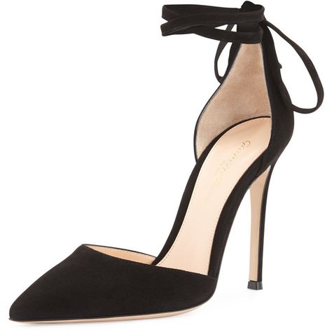 Gianvito Rossi Suede Pointed-Toe Ankle-Wrap Pump ($840) ❤ liked on Polyvore featuring shoes, pumps, heels, gianvito rossi, black, black strap pumps, black ankle strap pumps, black pumps, black heel pumps and black strappy pumps Black Strappy Shoes, Gianvito Rossi Heels, Black High Heel Pumps, Strappy Pumps, Manolo Blahnik Heels, Black Suede Shoes, Black Shoes Heels, Rossi Shoes, Strappy Shoes