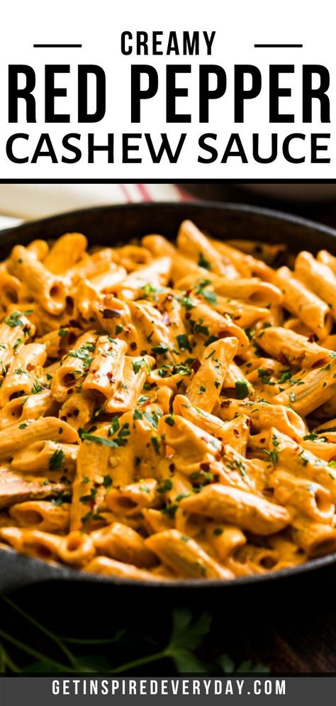 Cajun Pasta Sauce, Cashew Pasta, Vegan Pastas, White Wine Pasta Sauce, Red Pepper Pasta Sauce, Vegan Cajun, Cashew Cheese Sauce, Roasted Red Pepper Pasta, Red Pepper Pasta